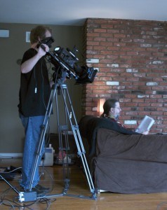 over-shoulder shot of script Getting a shot of the prop script over my shoulder